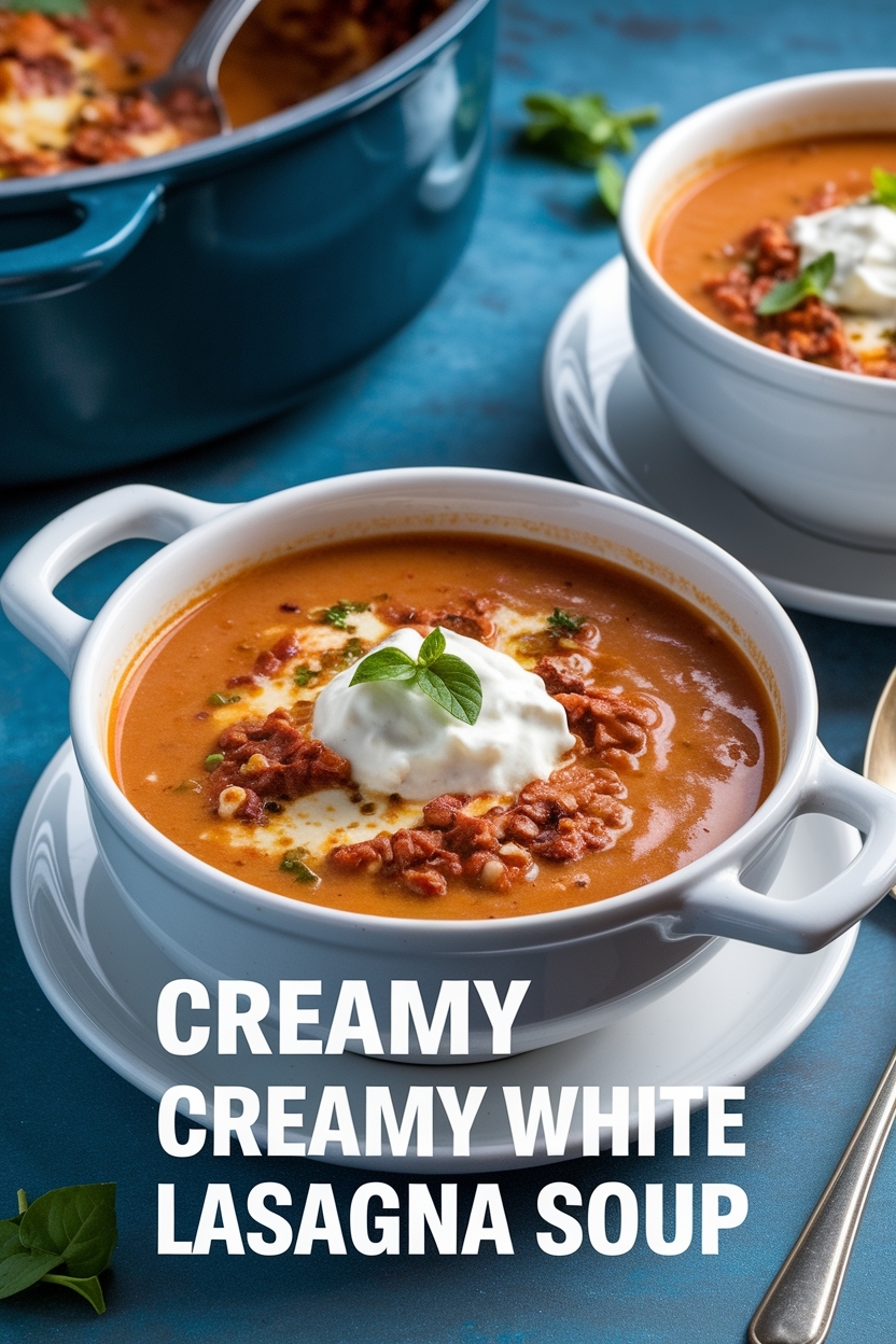 creamy white lasagna soup