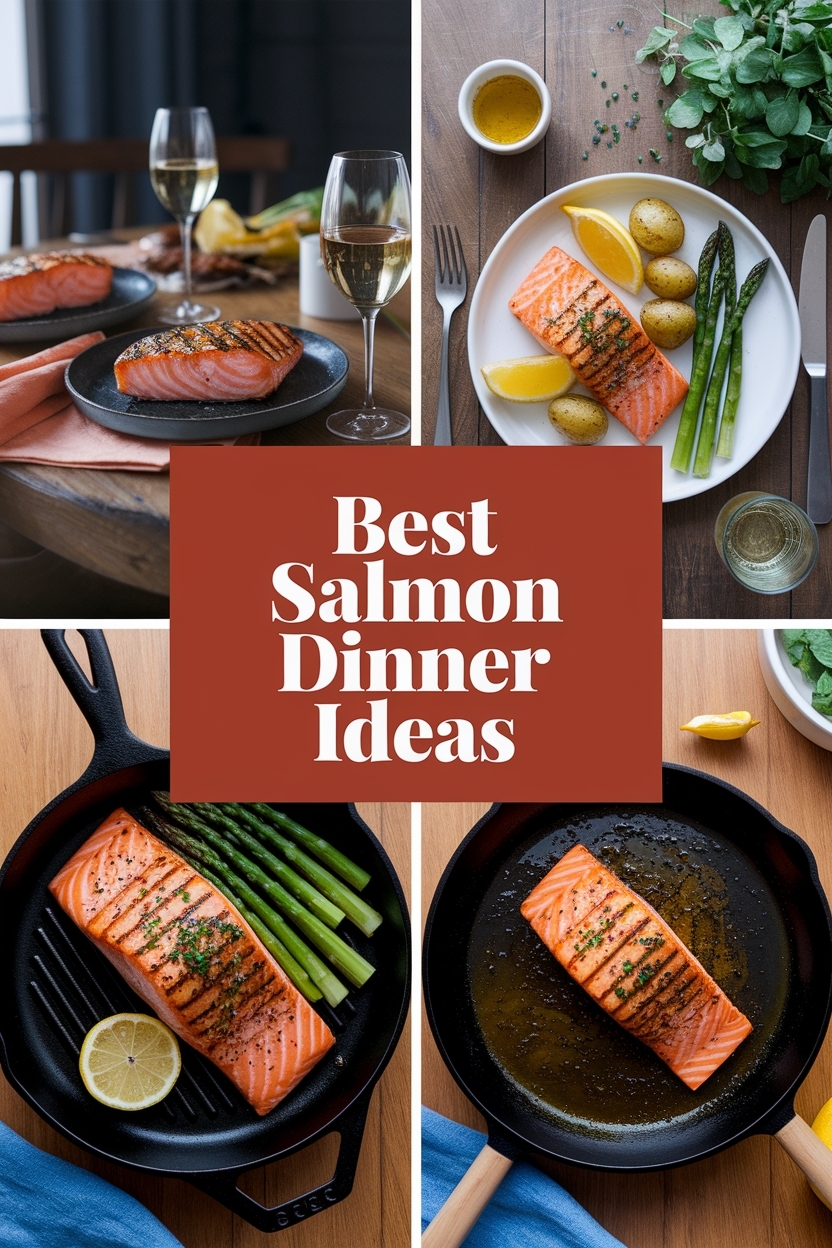 create a 4 picture collage for salmon