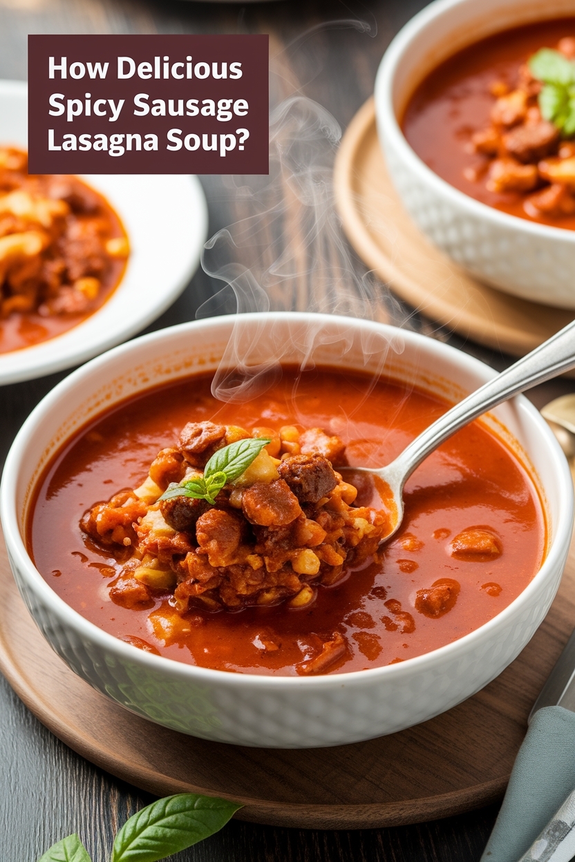 spicy sausage lasagna soup
