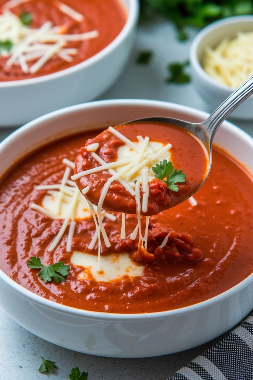 cheesy tomato lasagna soup - Extra Photo