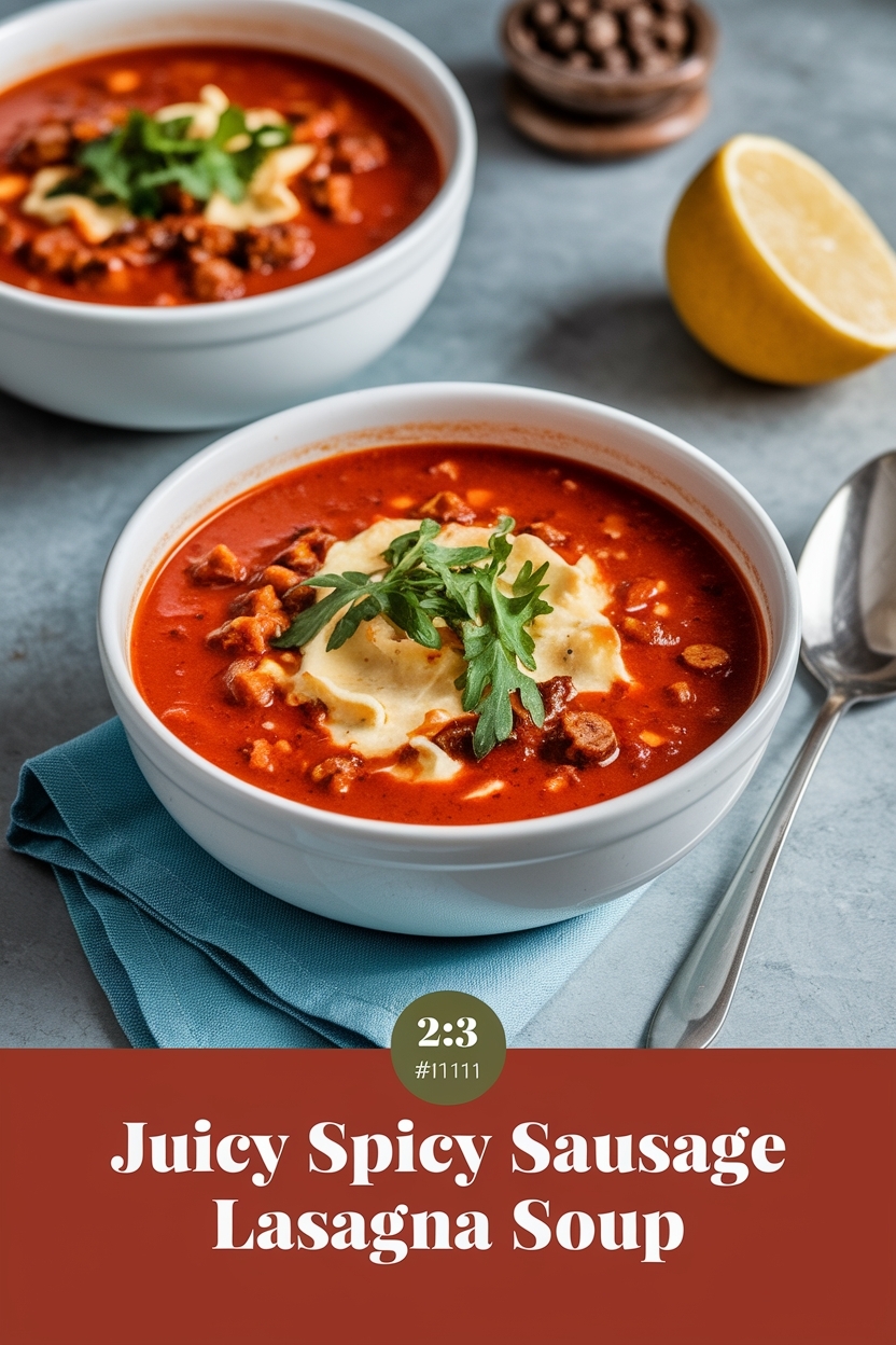 spicy sausage lasagna soup