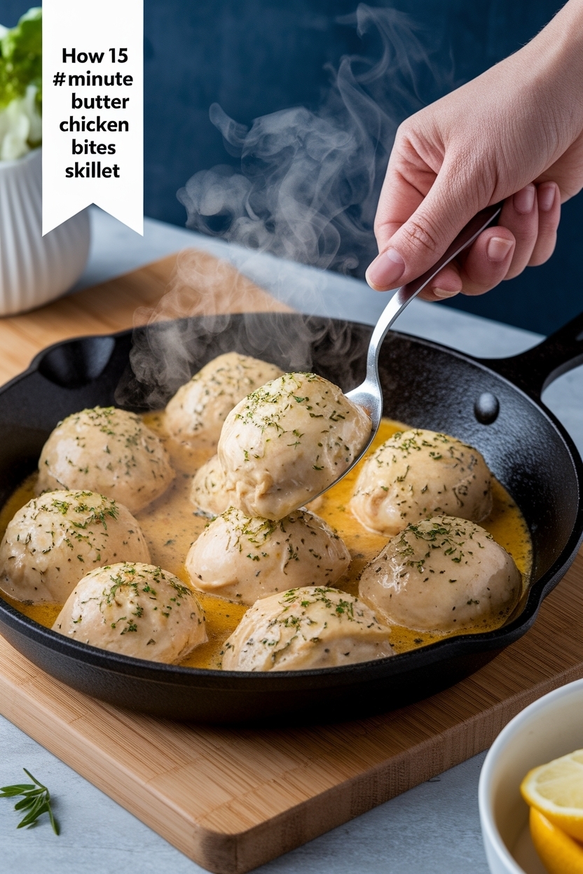 15 minute garlic butter chicken bites skillet