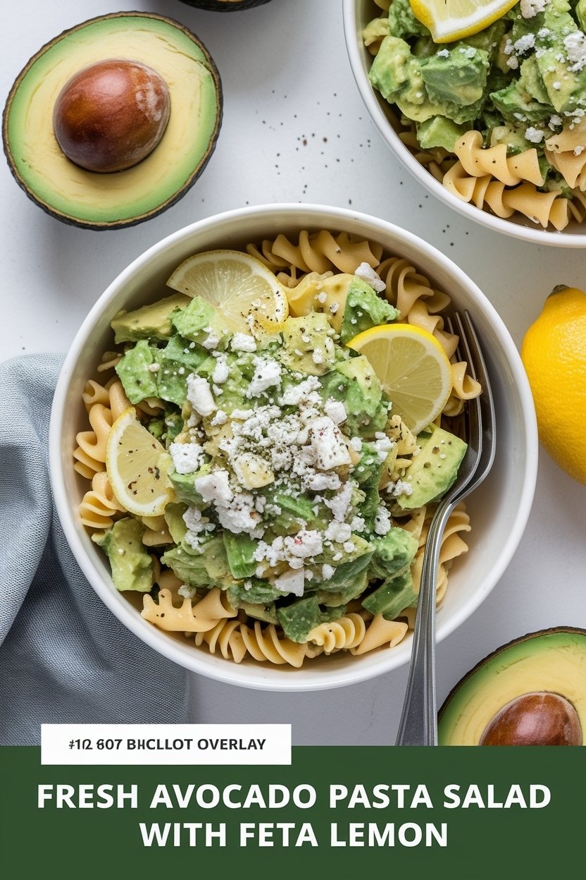 avocado pasta salad with feta lemon