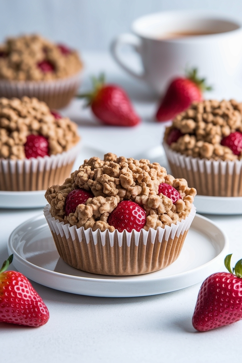 bakery style strawberry muffins crumble