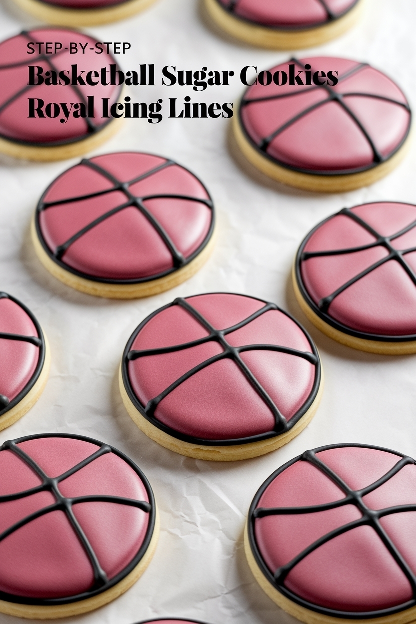 basketball sugar cookies royal icing lines