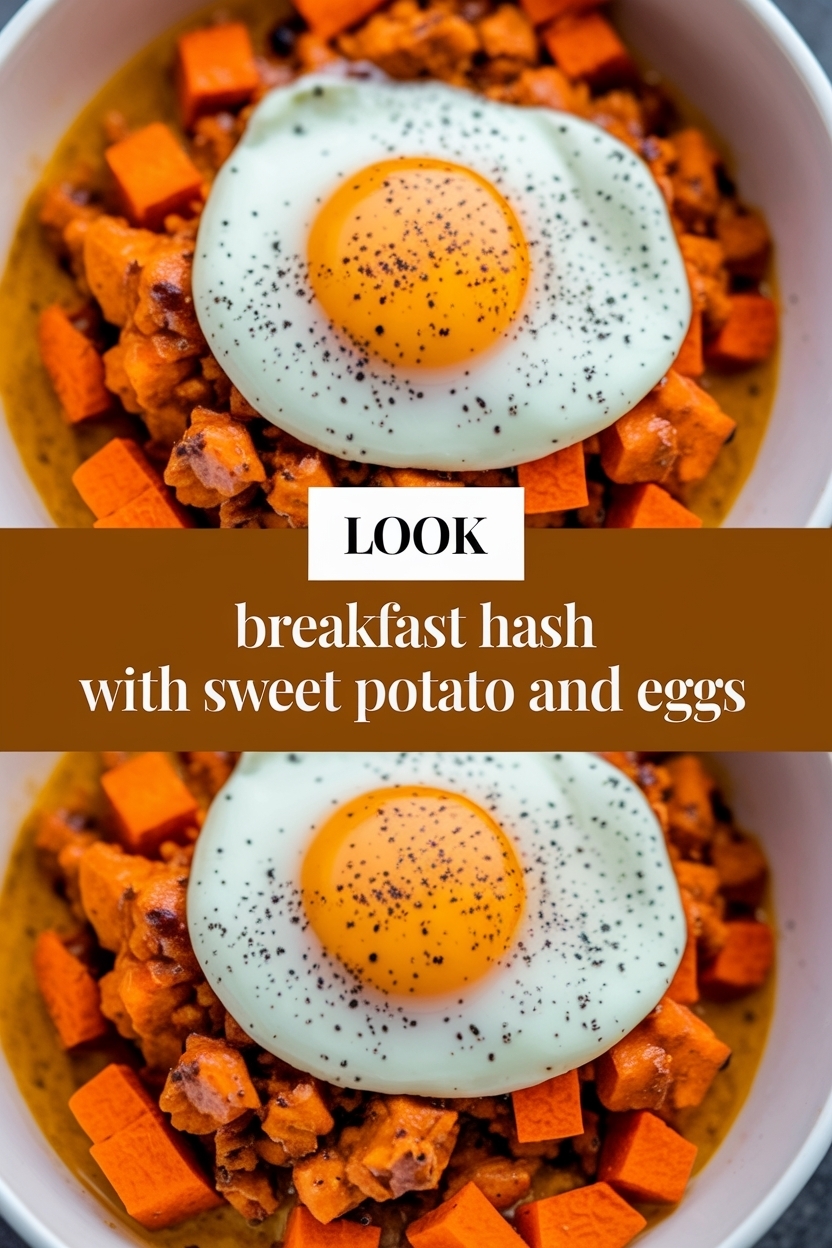 breakfast hash with sweet potato and eggs