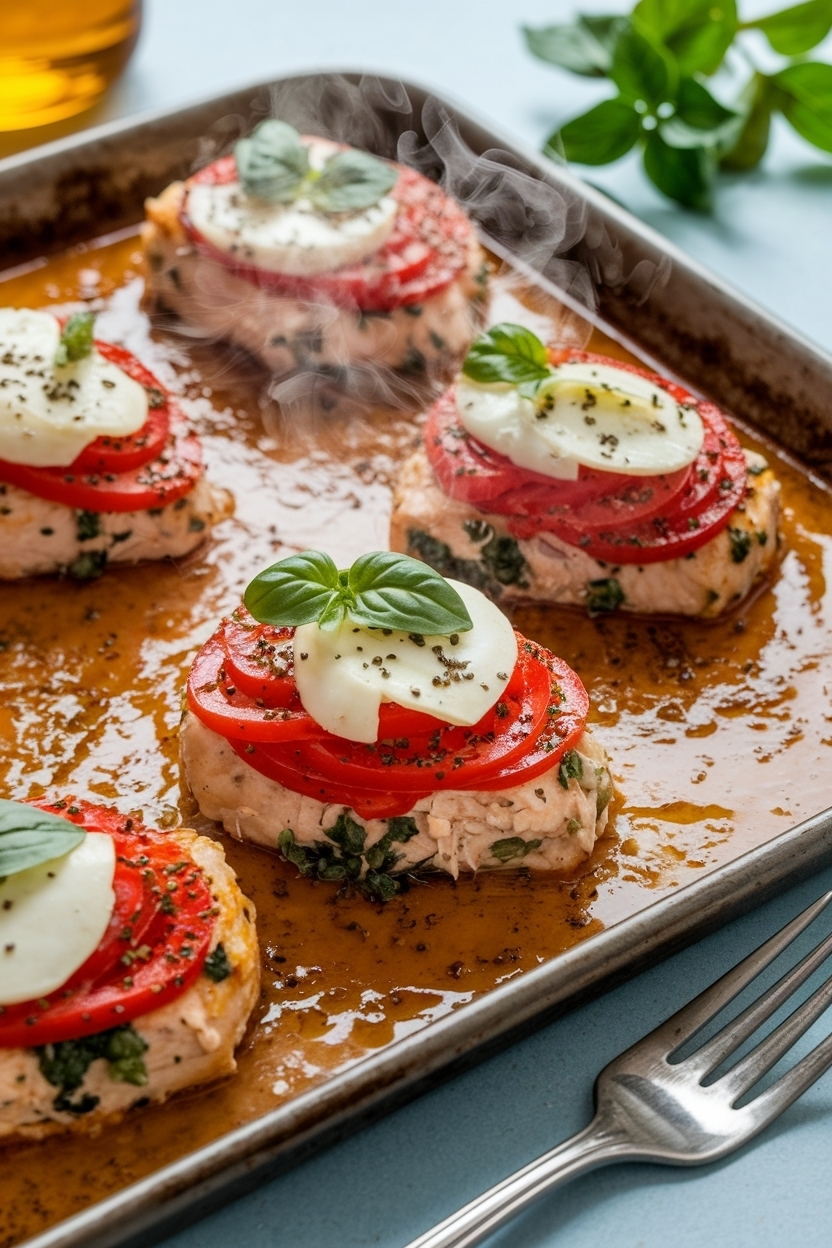 caprese chicken sheet pan