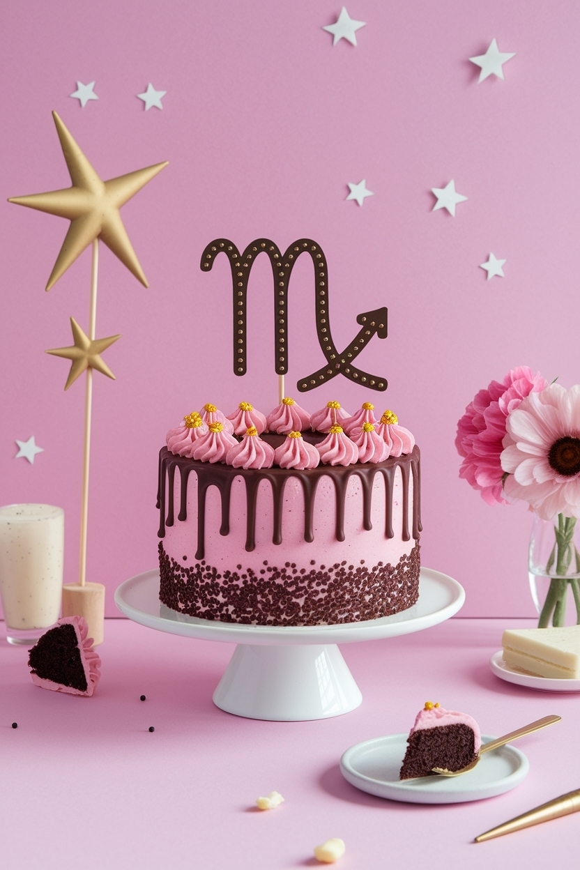 capricorn zodiac chocolate cake constellation topper