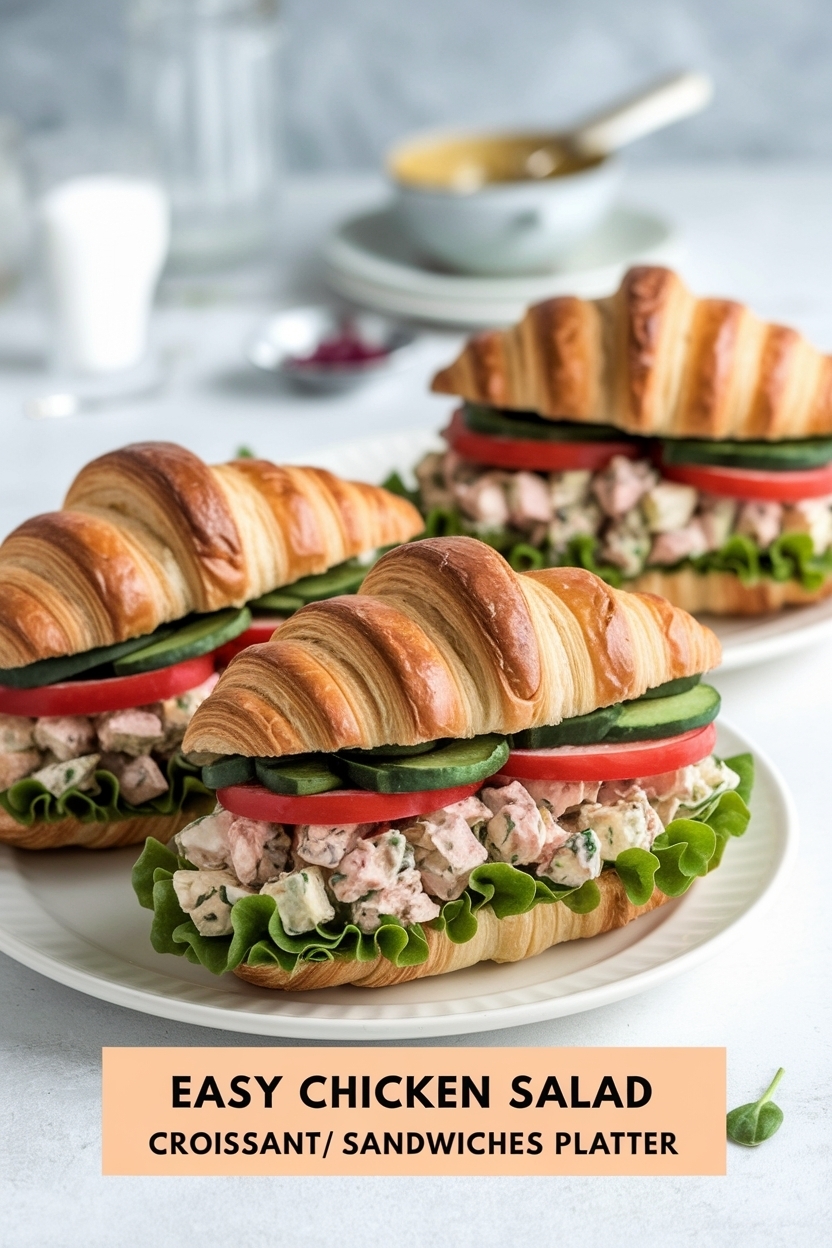 chicken salad croissant sandwiches platter