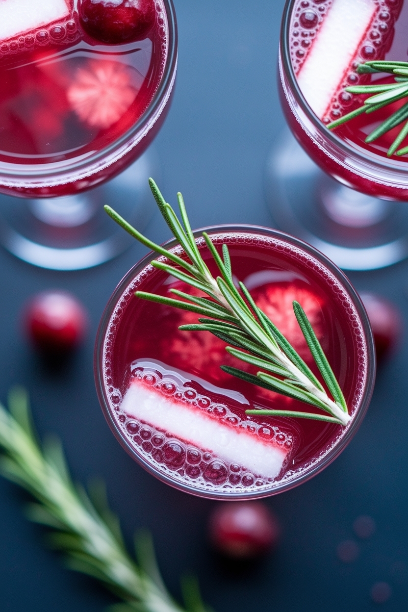 cranberry rosemary spritz mocktail