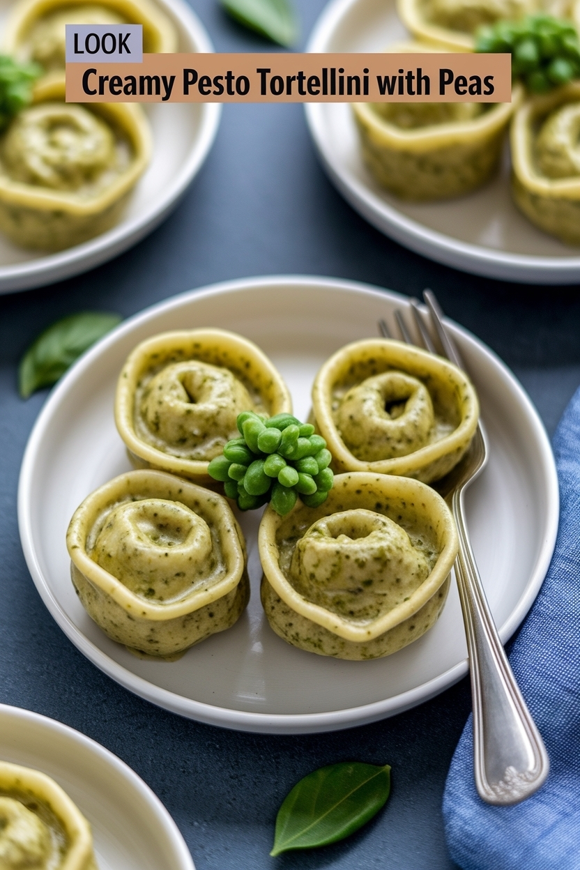 creamy pesto tortellini with peas