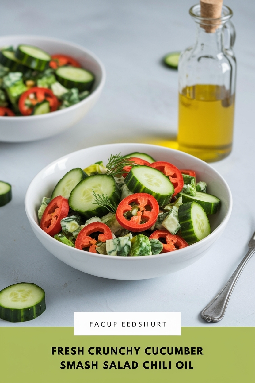 crunchy cucumber smash salad chili oil