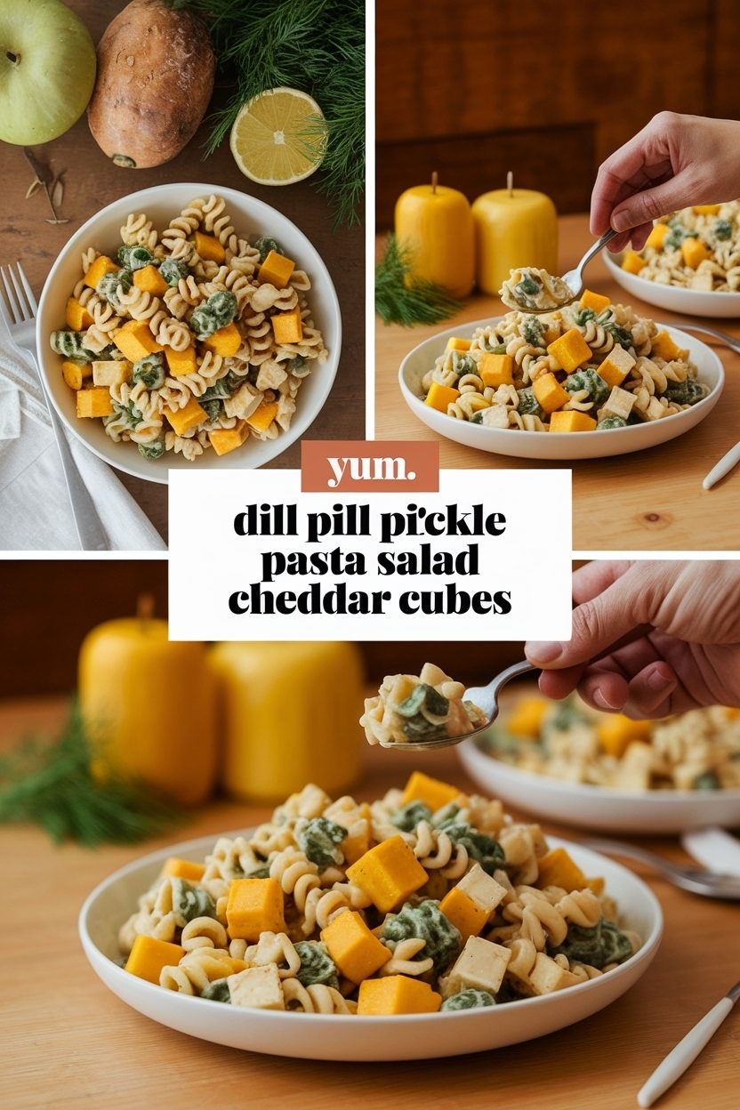 dill pickle pasta salad cheddar cubes