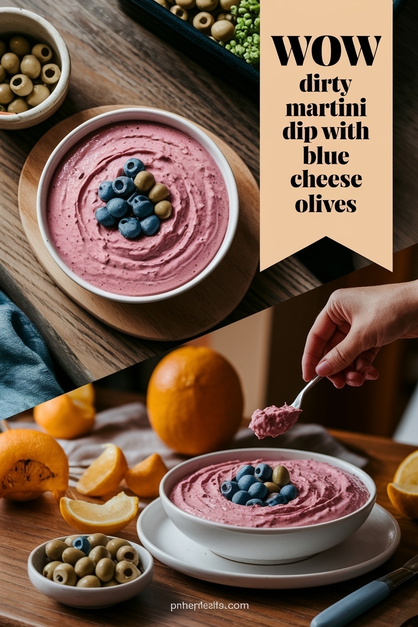 dirty martini dip with blue cheese olives