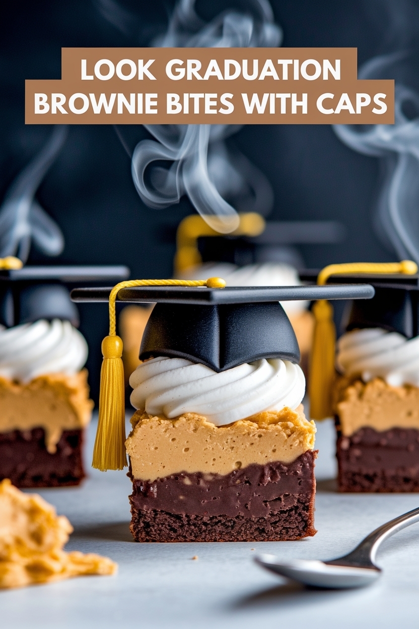 graduation brownie bites with caps