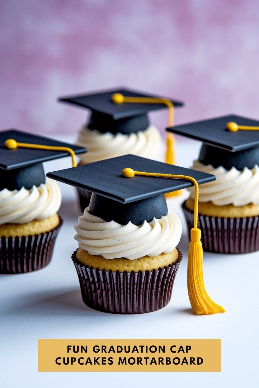 graduation cap cupcakes mortarboard