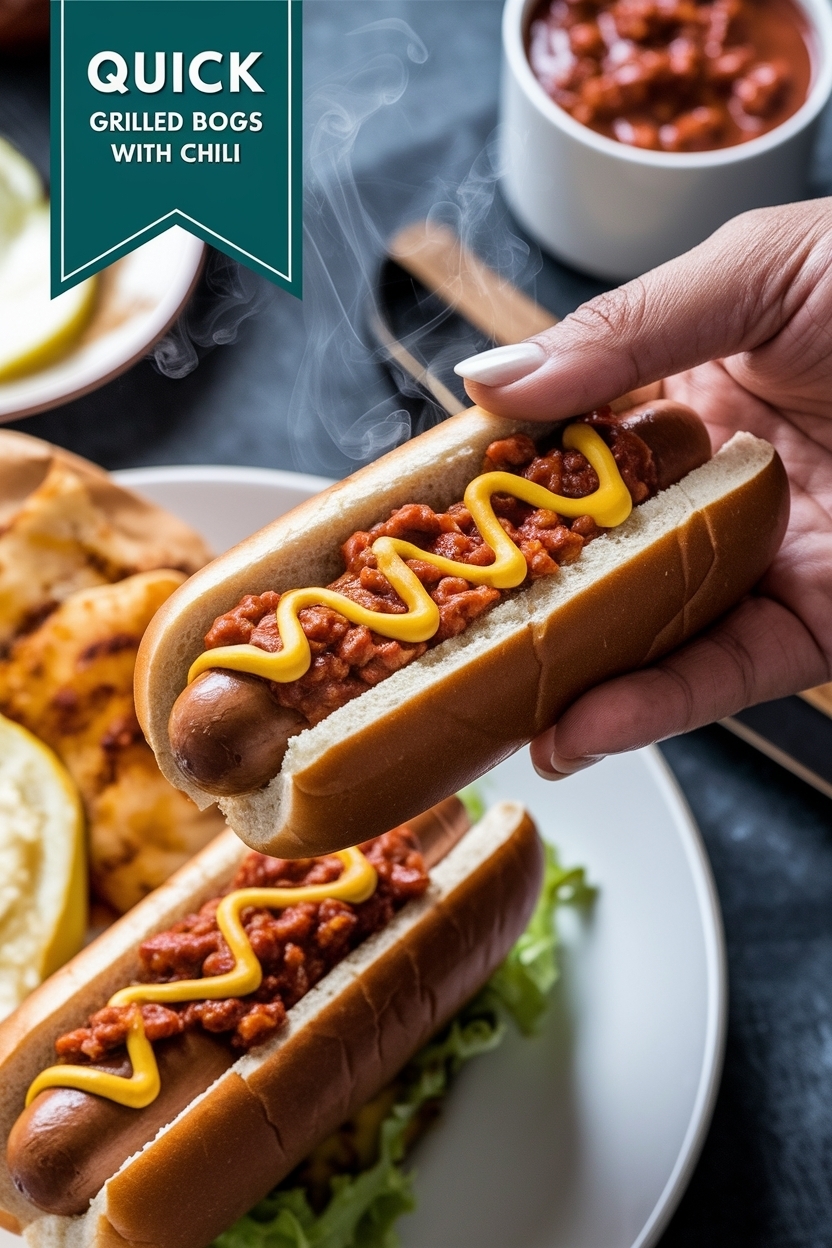 grilled hot dogs with chili