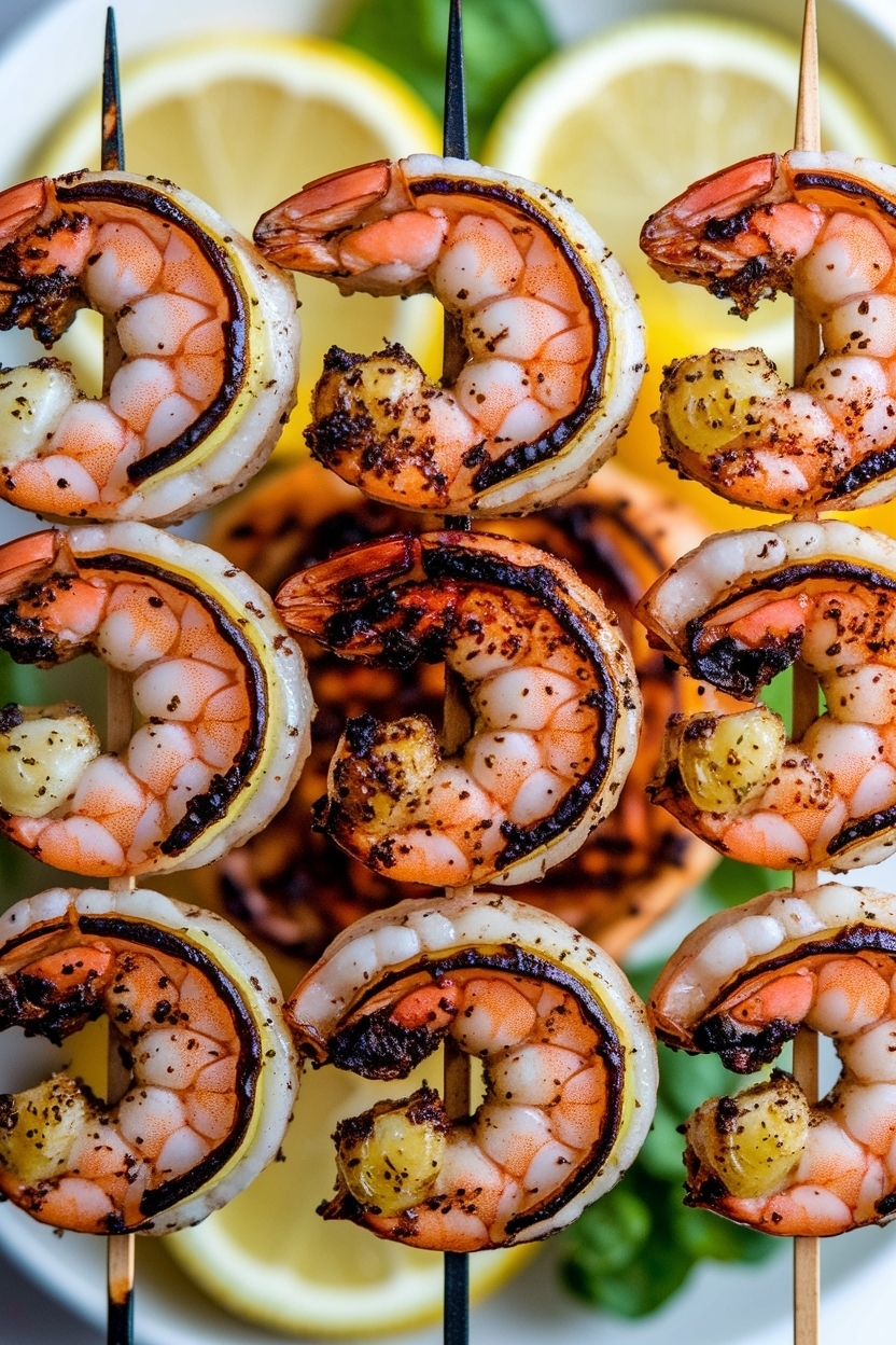 grilled shrimp skewers garlic lemon