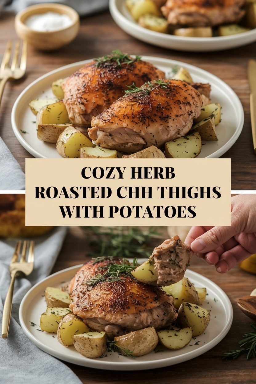 herb roasted chicken thighs with potatoes