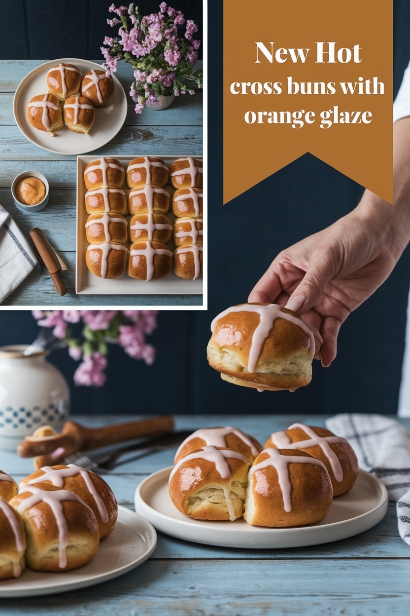 hot cross buns with orange glaze