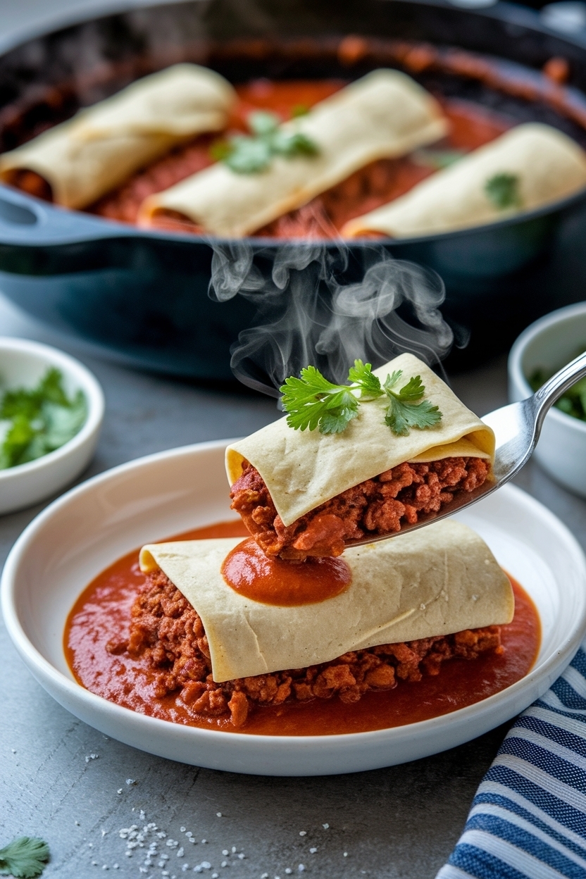 ground beef enchiladas red sauce 9x13