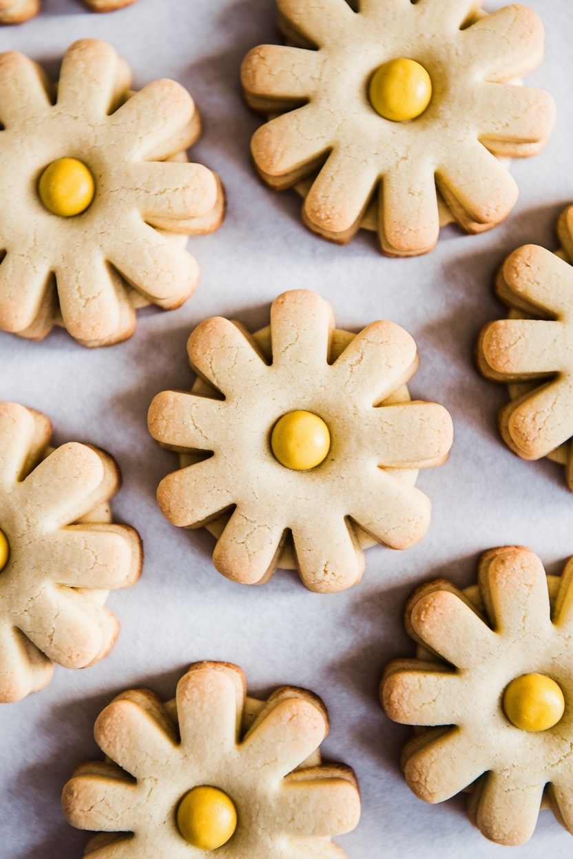 lemon shortbread cookies flower pressed