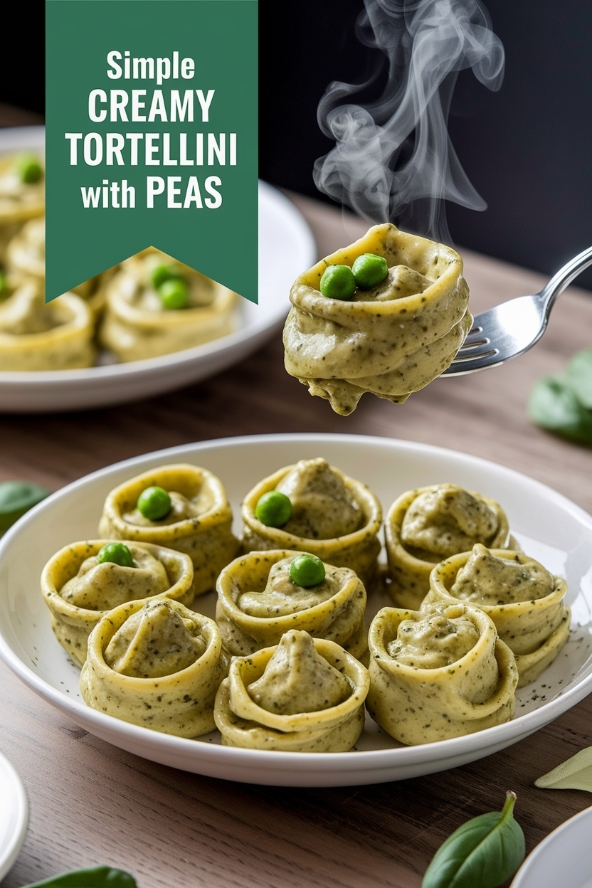creamy pesto tortellini with peas