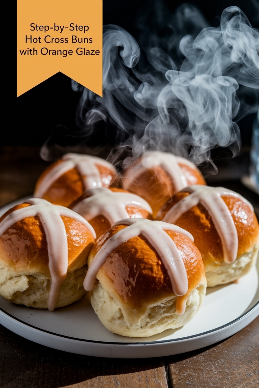 hot cross buns with orange glaze