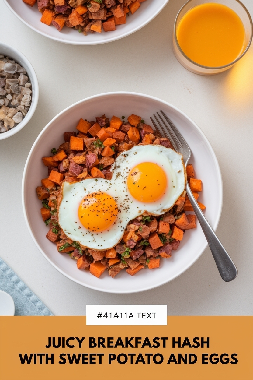 breakfast hash with sweet potato and eggs