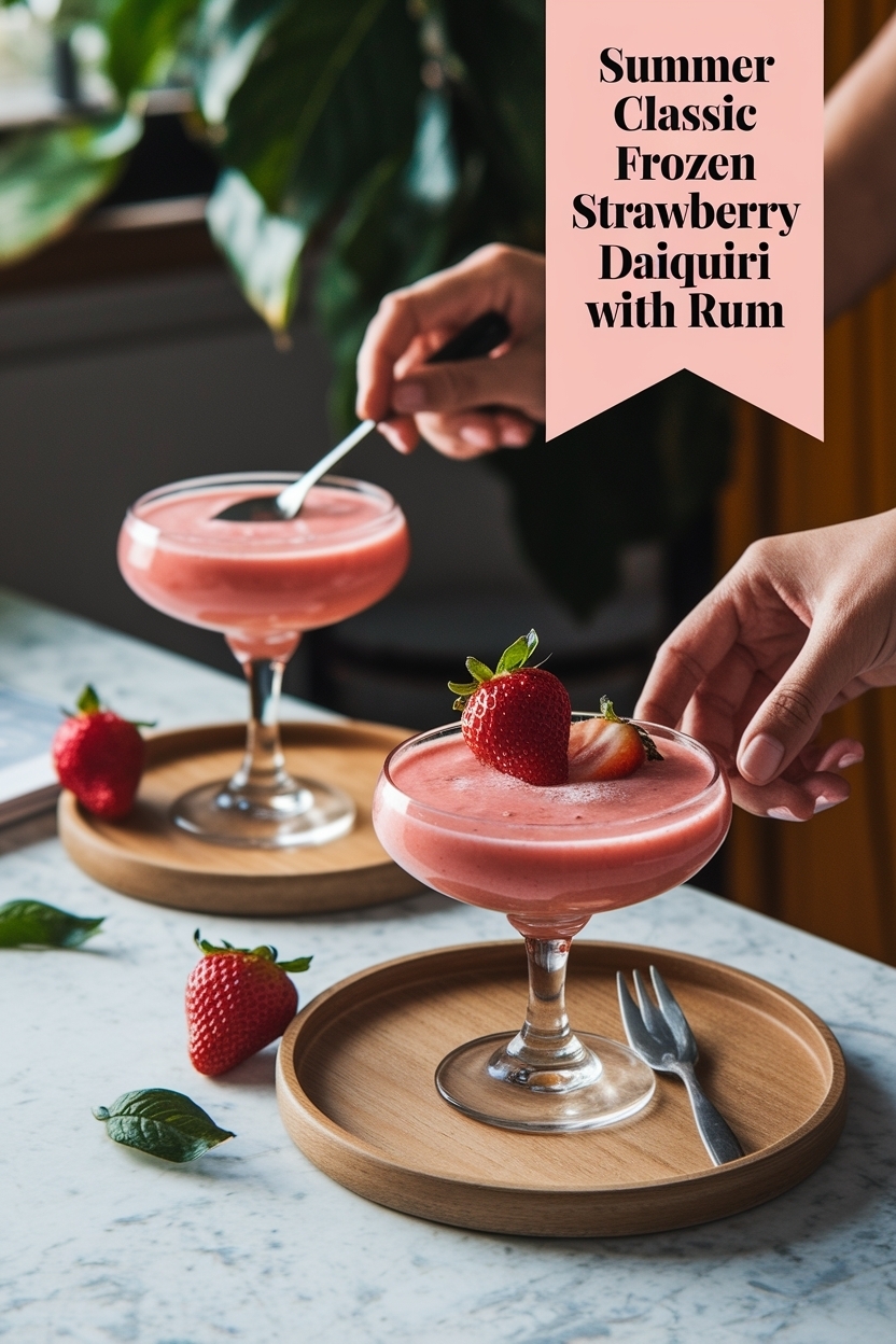classic frozen strawberry daiquiri with rum