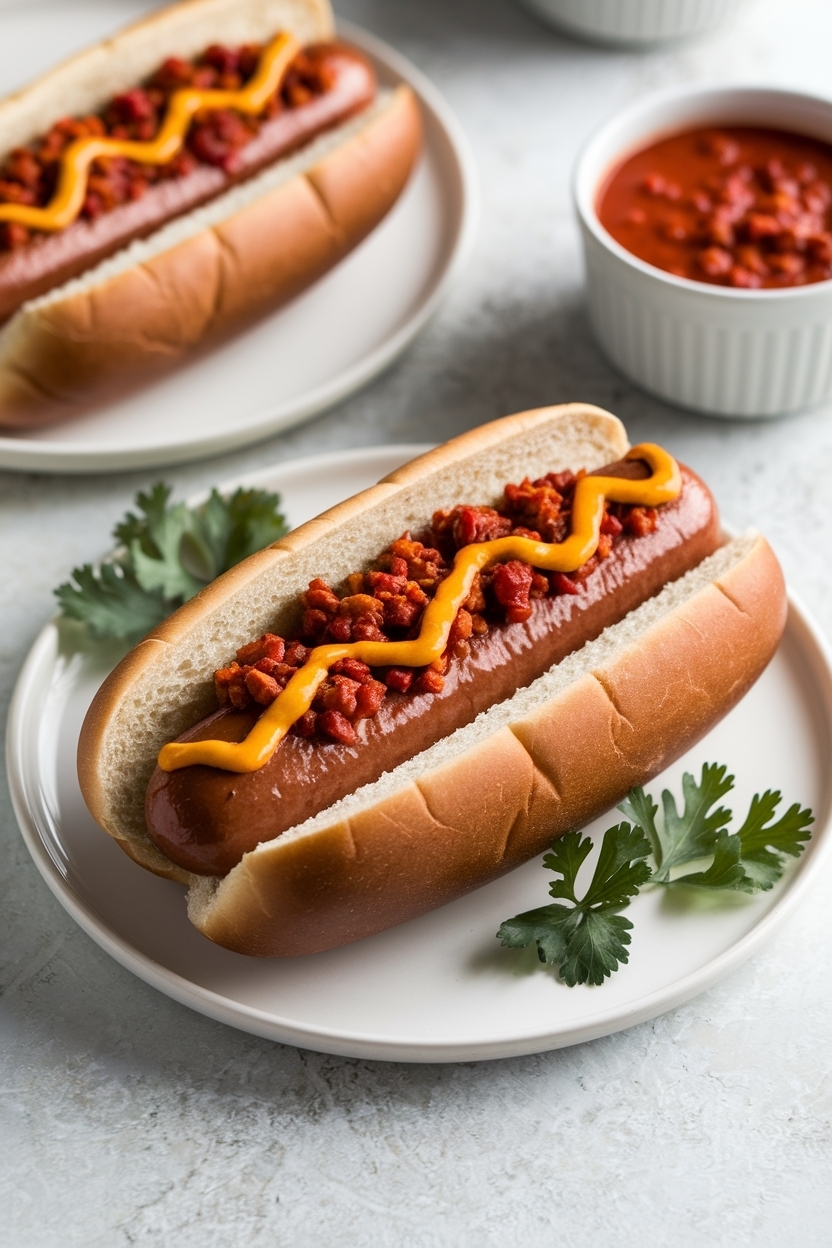 grilled hot dogs with chili