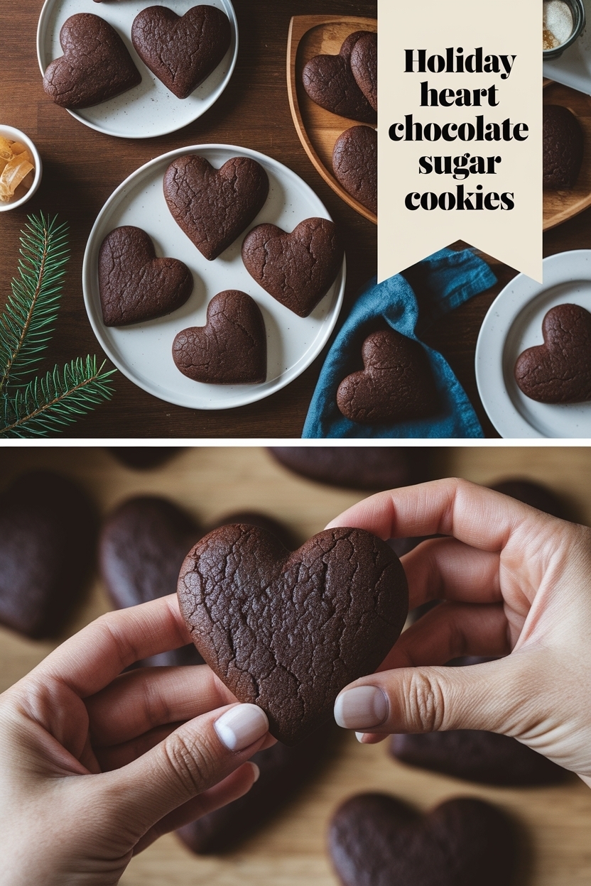 heart shaped chocolate sugar cookies