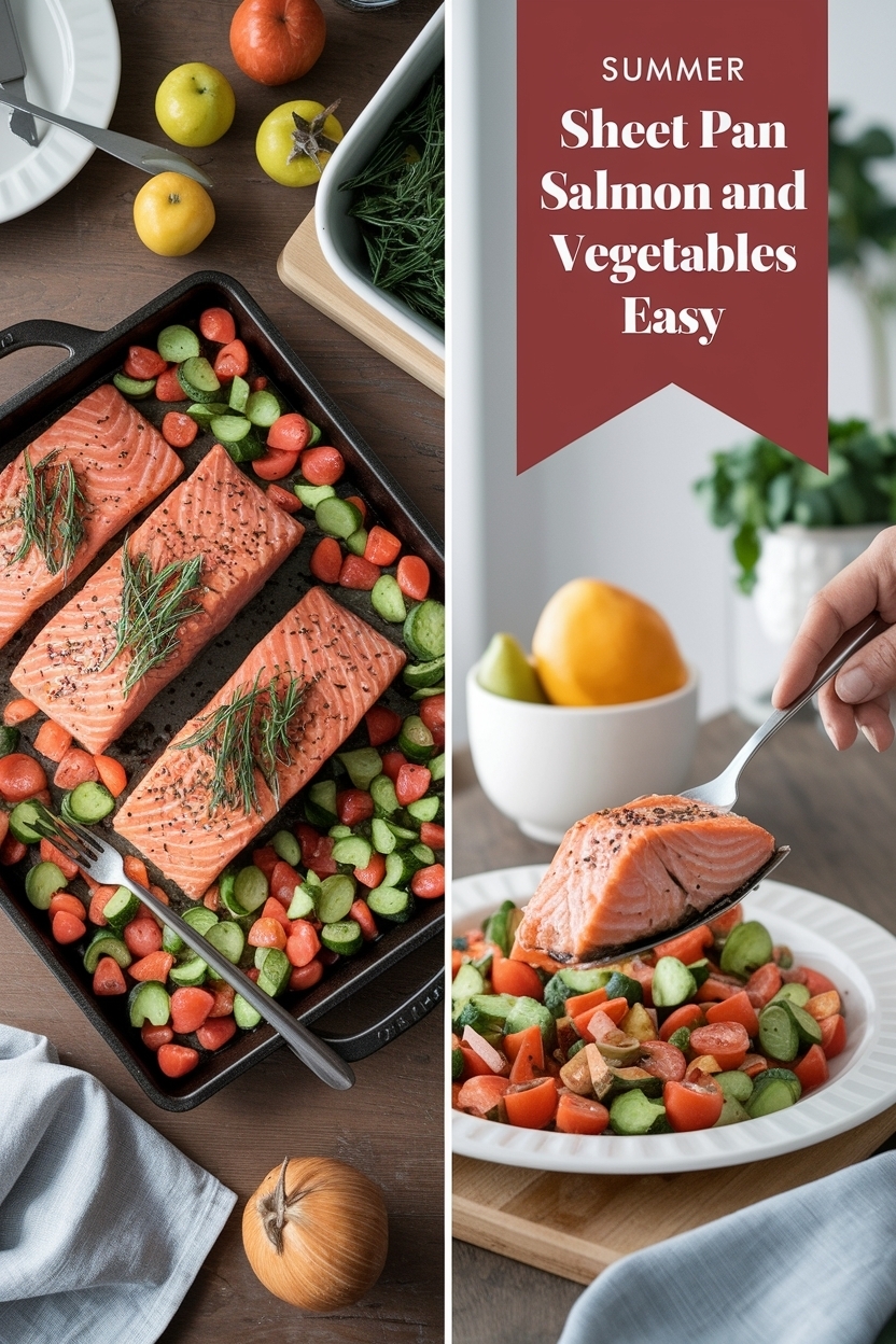 sheet pan salmon and vegetables easy