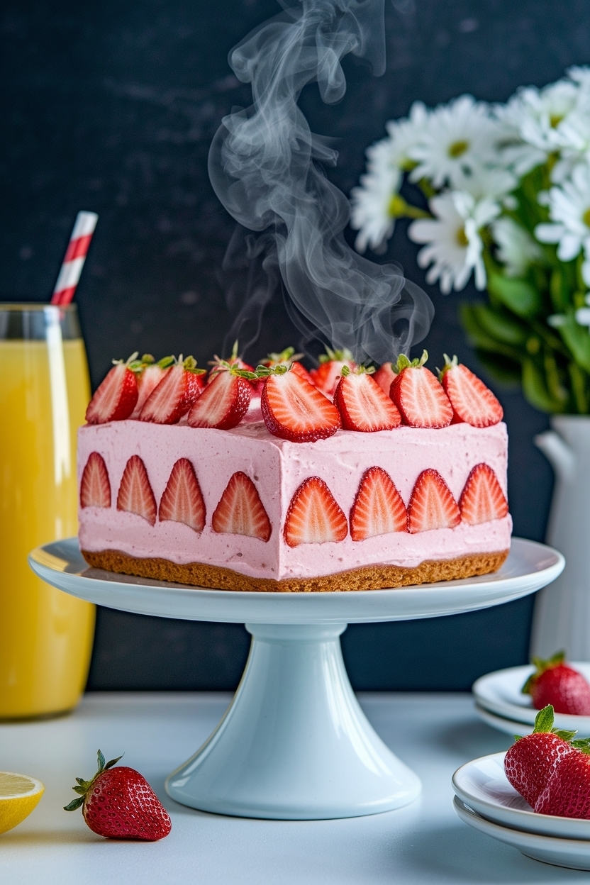 strawberry lemonade sheet cake spring