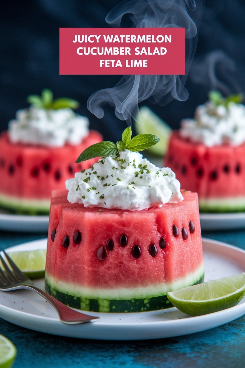 watermelon cucumber salad feta lime