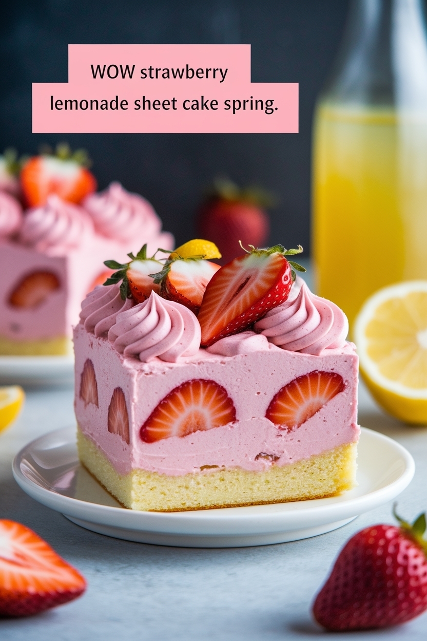 strawberry lemonade sheet cake spring