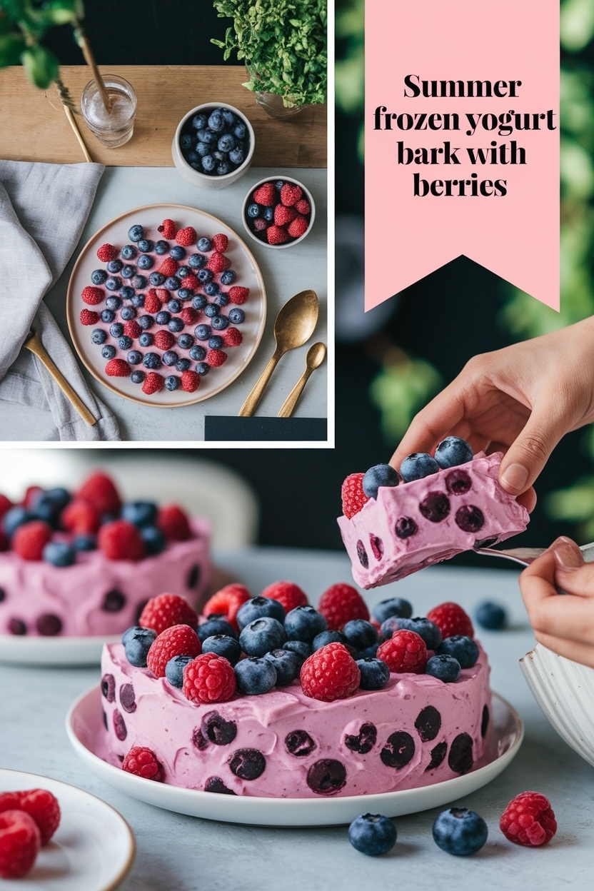 frozen yogurt bark with berries