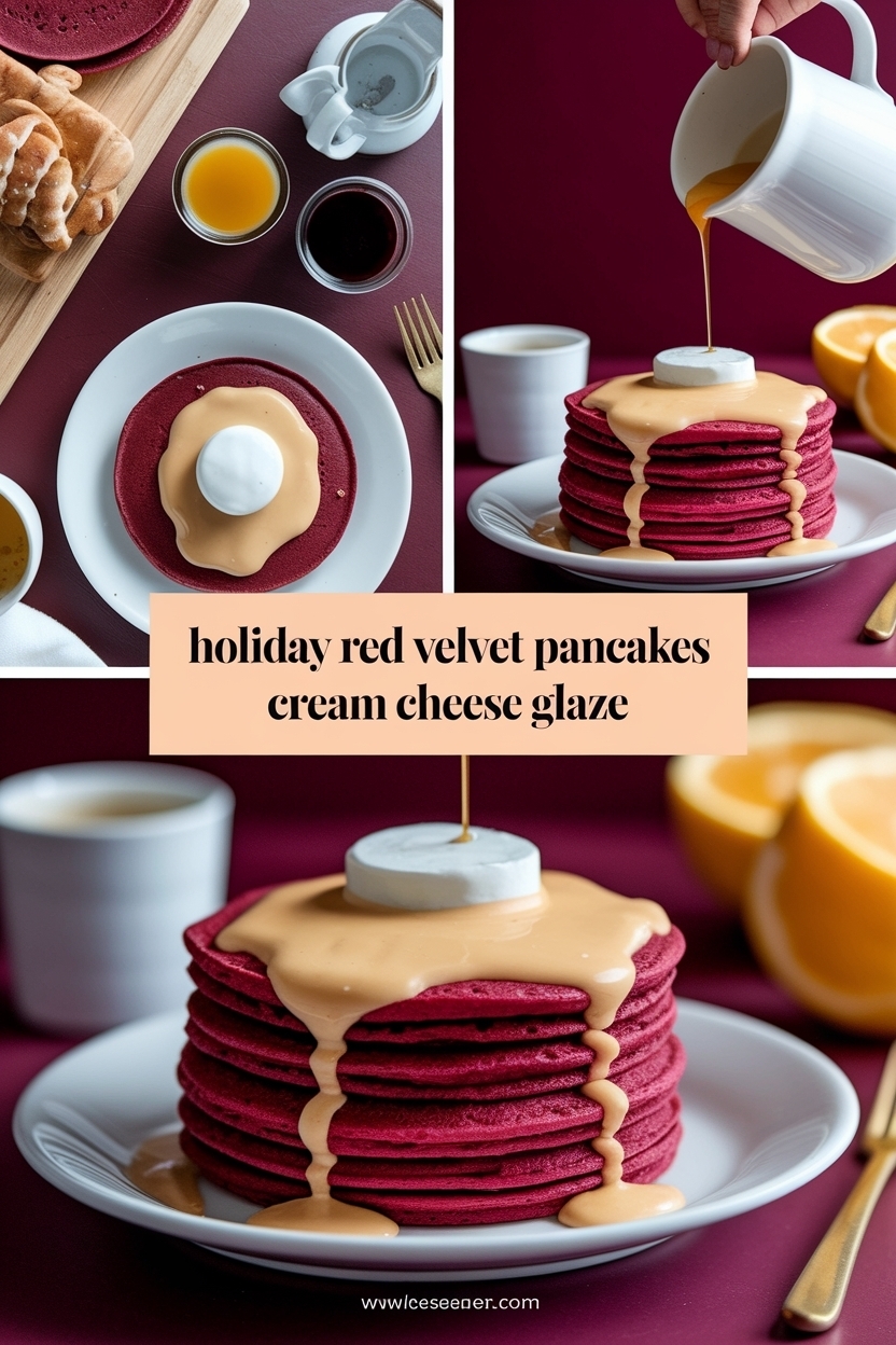 red velvet pancakes cream cheese glaze
