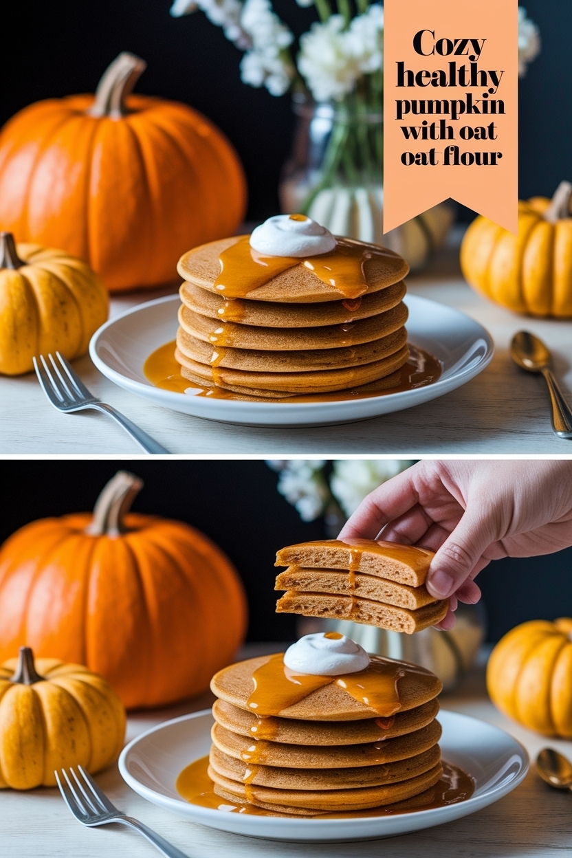 healthy pumpkin pancakes with oat flour