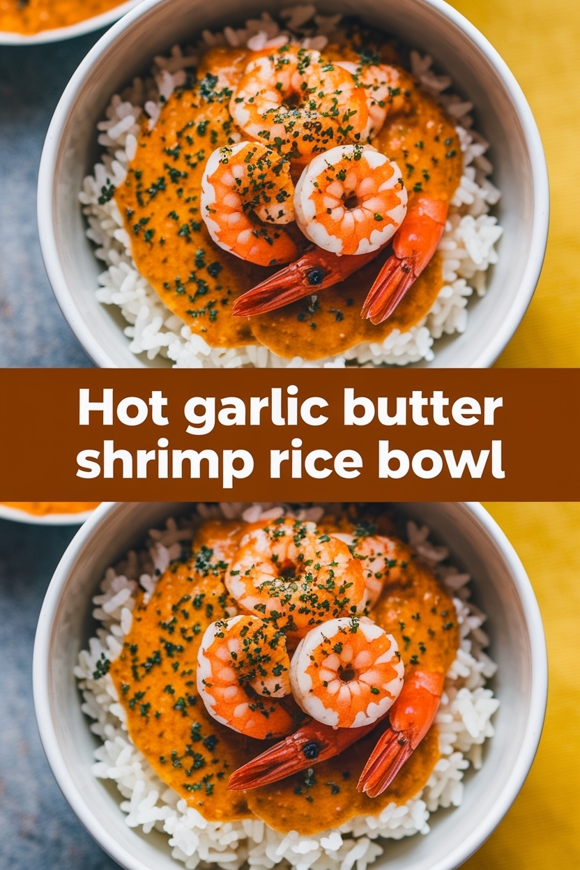 garlic butter shrimp rice bowl