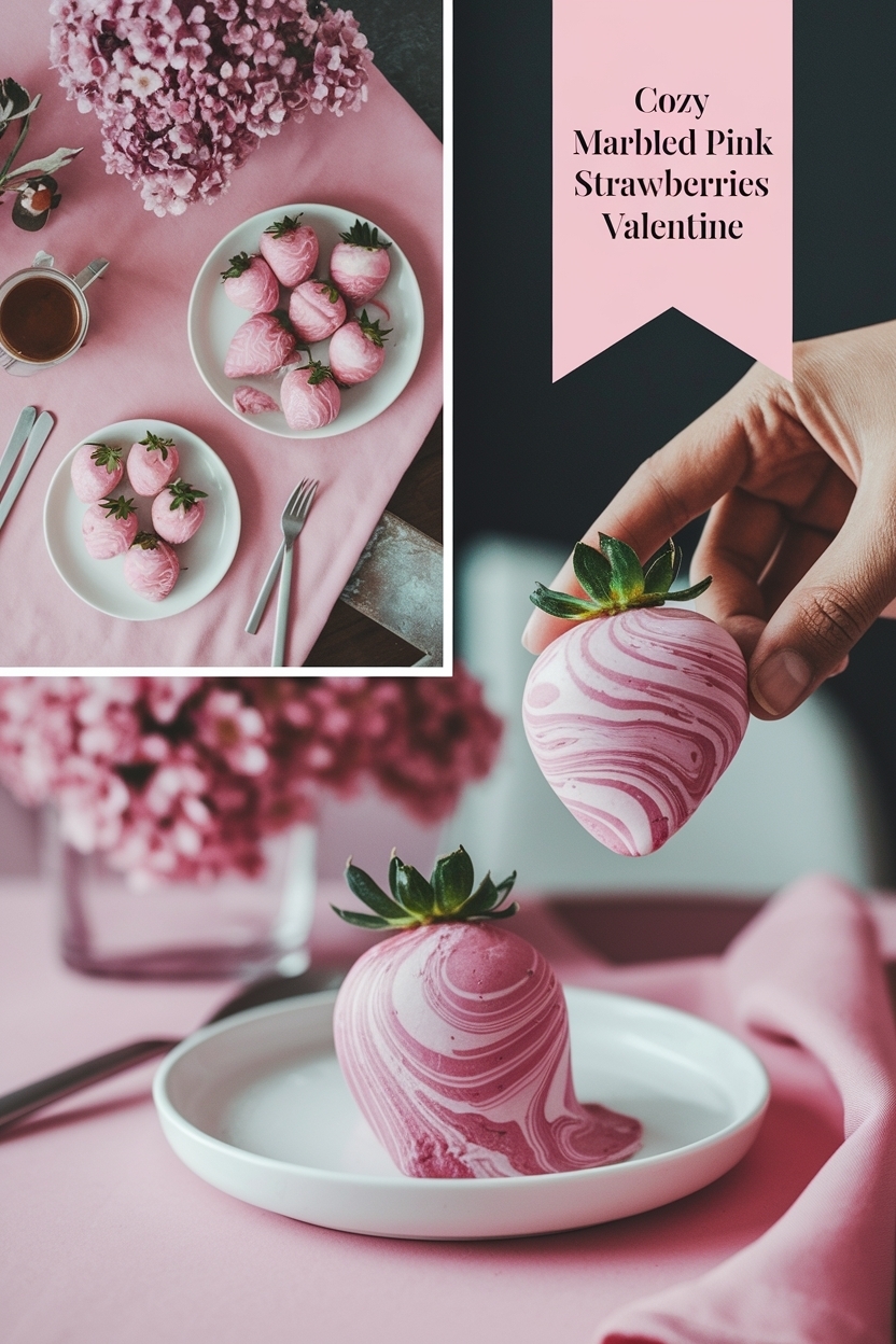 marbled pink strawberries valentine