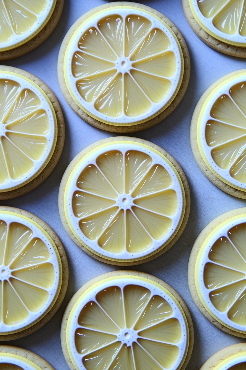 lemon slice sugar cookies decorated