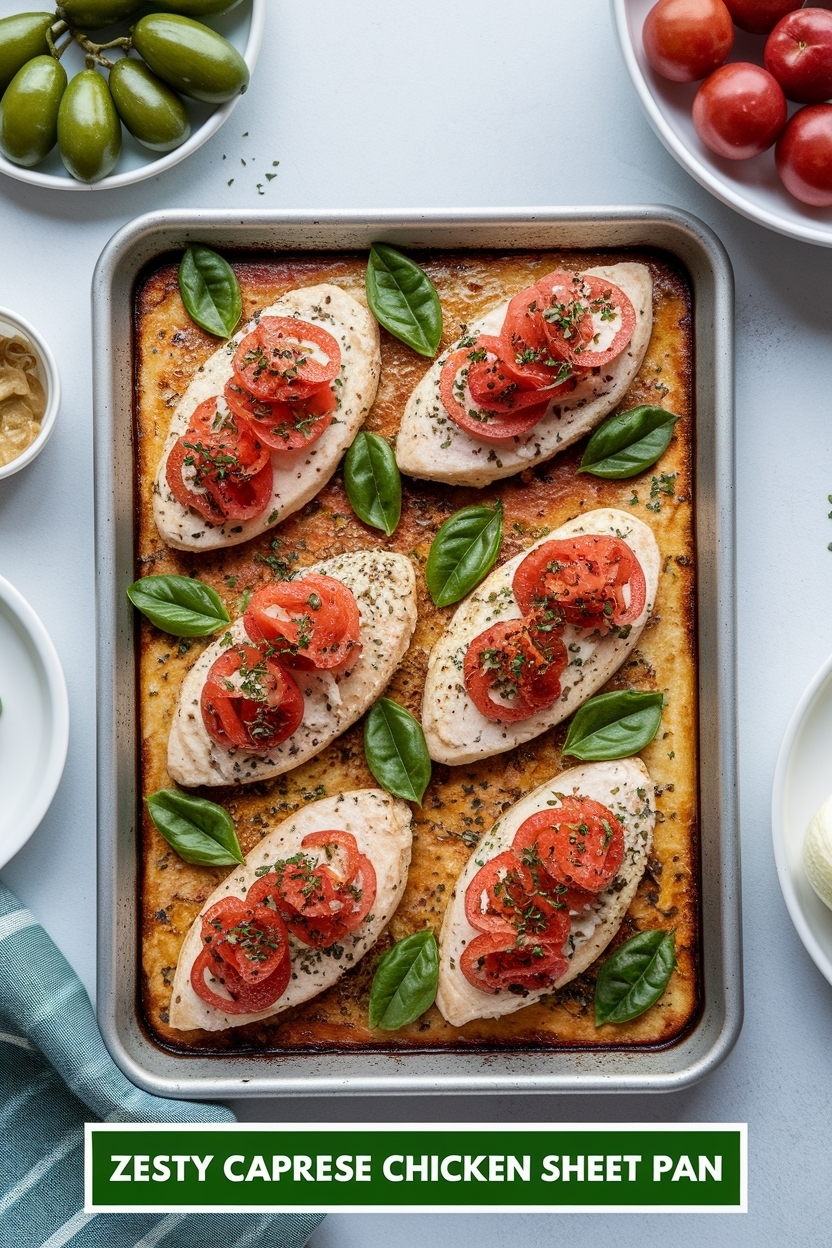 caprese chicken sheet pan