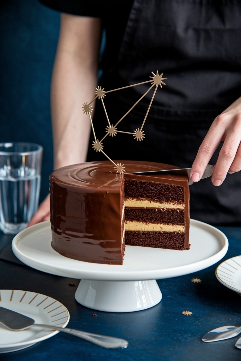 capricorn zodiac chocolate cake constellation topper