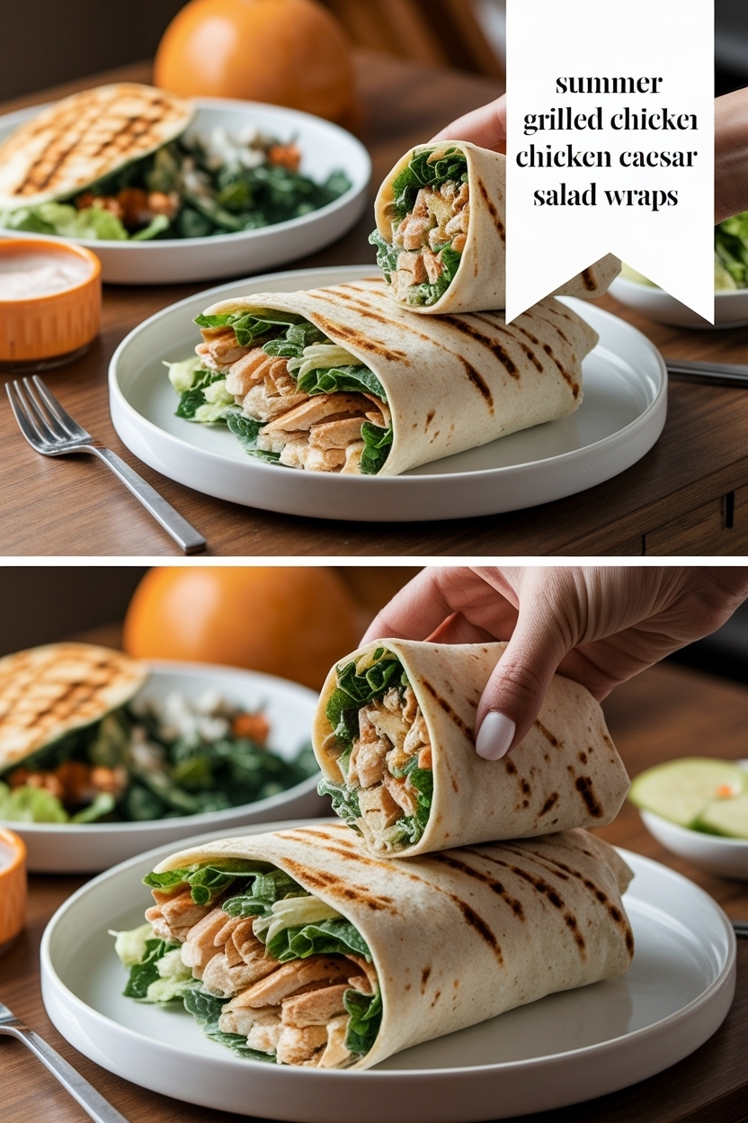 grilled chicken caesar salad wraps
