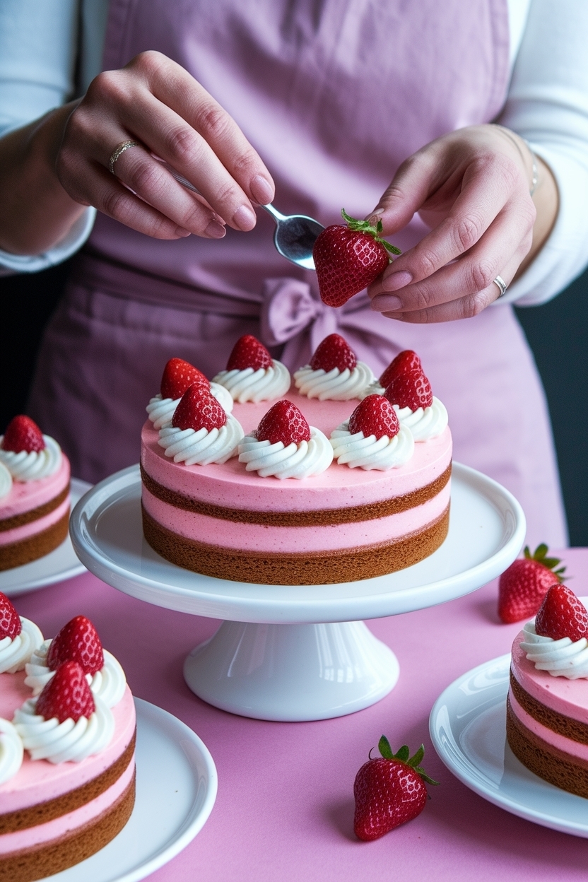 strawberry heart mini cakes 4 inch