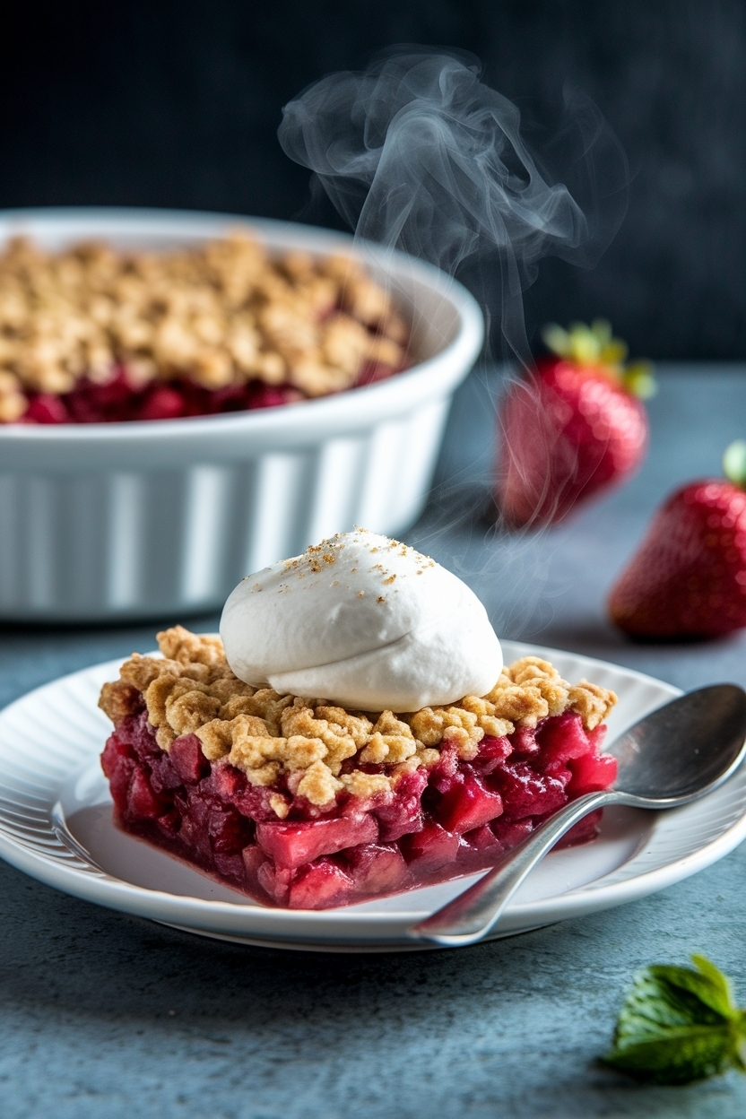 strawberry rhubarb crisp with ginger