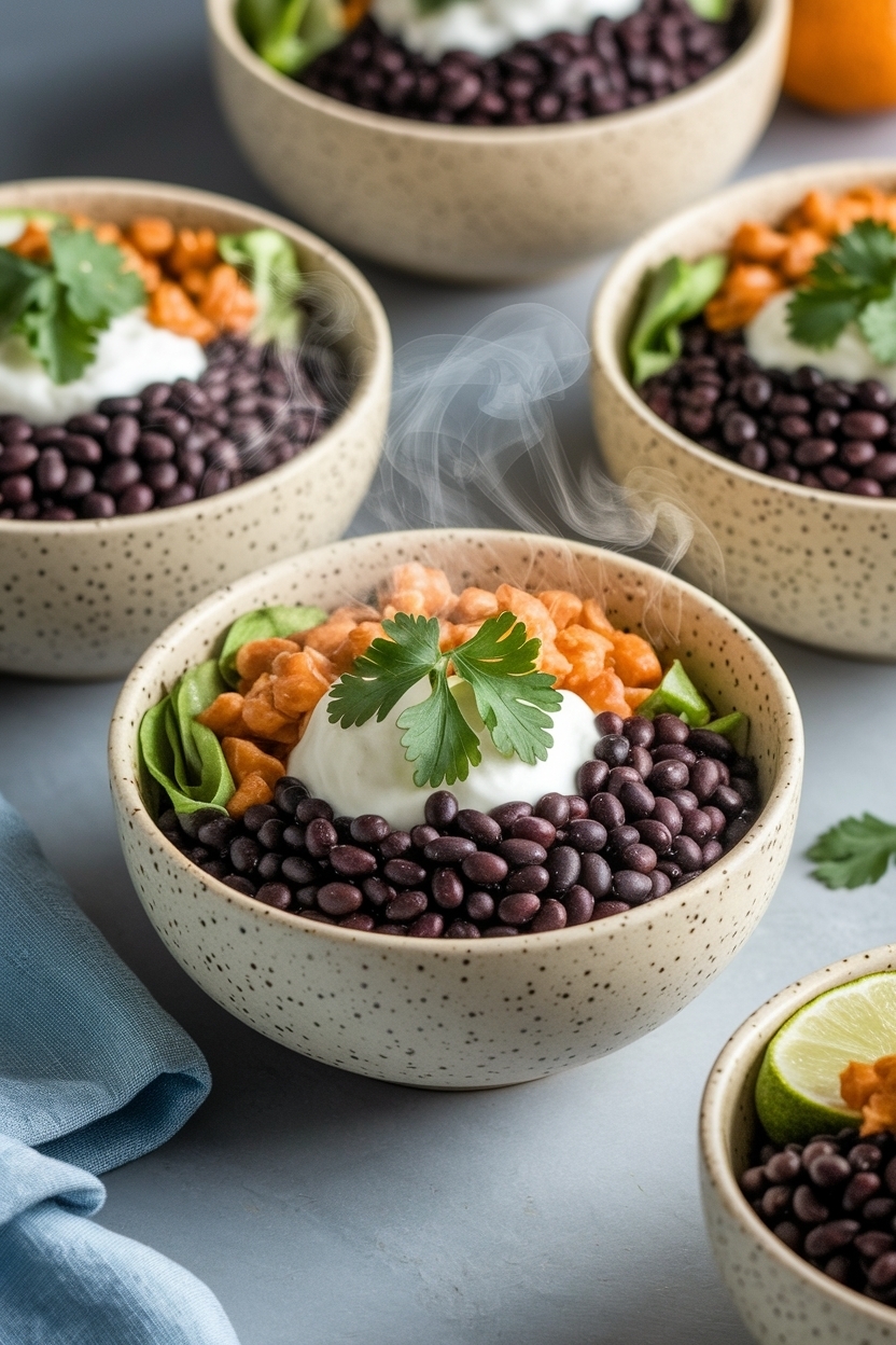 black bean burrito meal prep bowls
