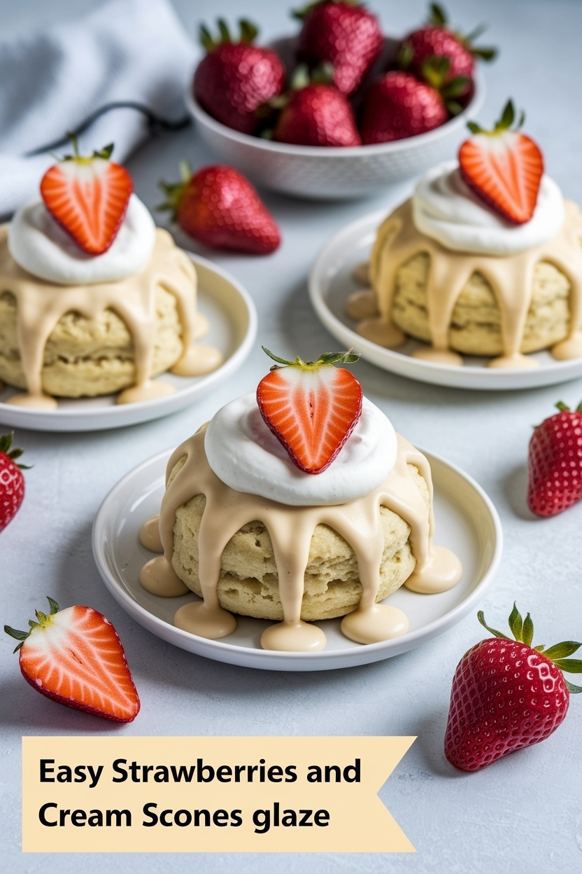strawberries and cream scones glaze