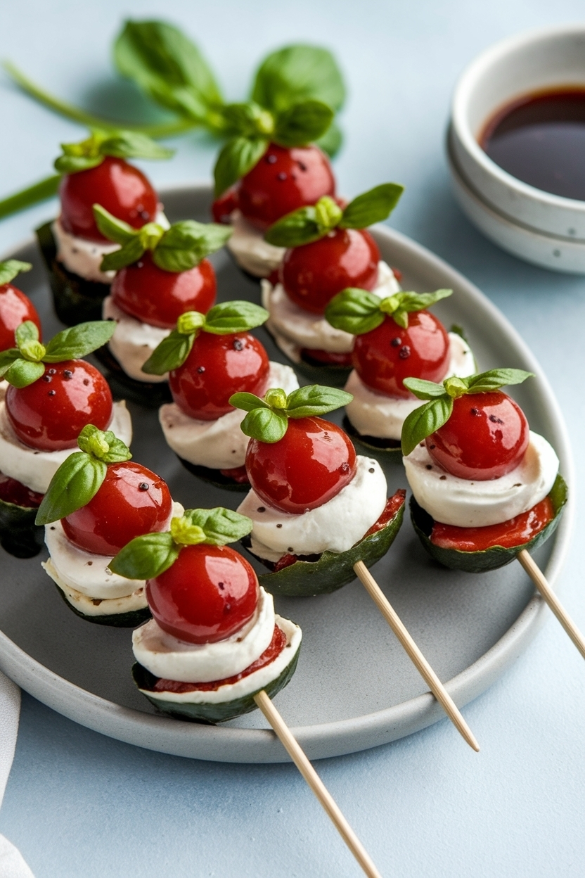 caprese skewers balsamic glaze toothpicks